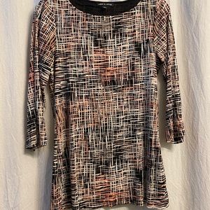 Long sleeved multi colored fancy shirt.